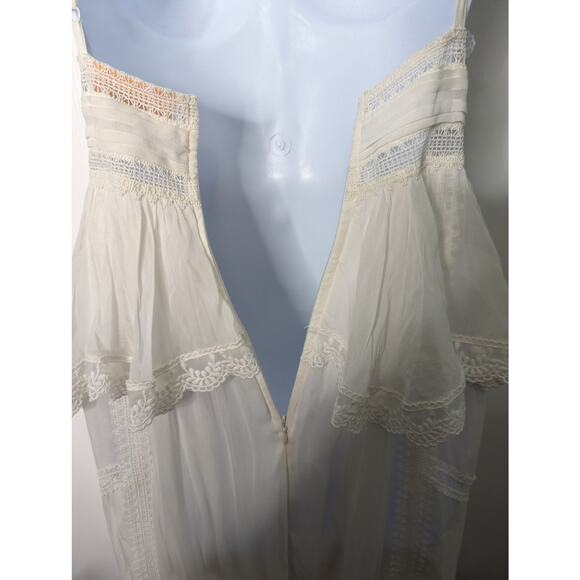 Rococo Sand Mia Maxi Dress White Lace Trim Handkerchief Hem Resort XS NWT - Picture 6 of 13